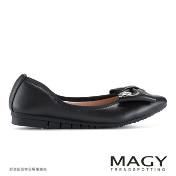 MAGY 柔霧羊皮蝴蝶結尖頭平底鞋 黑色 #15712