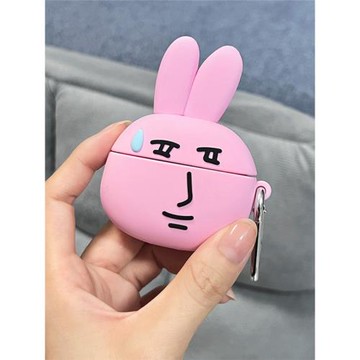 日韓搞怪粉色兔子流汗表情AirPodspro二代保護套適用蘋果airpods4/1/2/3第三代立體硅膠無線藍牙耳機套保護盒