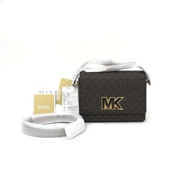 michael kors 棕色老花帆布logo 肩揹包