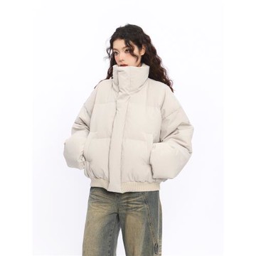 BIGGOLD美式立領短款羽絨服女冬季白鴨絨設計感小眾情侶外套棉服