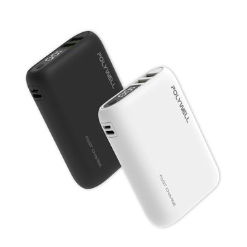 POLYWELL 10000mAh 行動電源｜雙向快充 18W｜雙USB＋Type-C 多設備充電 快充