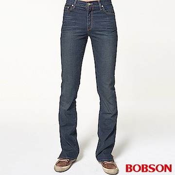 BOBSON 男款淺藍貓鬚喇叭褲