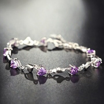 925純銀手鍊 鑲鑽手環-時尚閃亮精緻奢華生日情人節禮物女飾品73gr31【獨家進口】【米蘭精品】