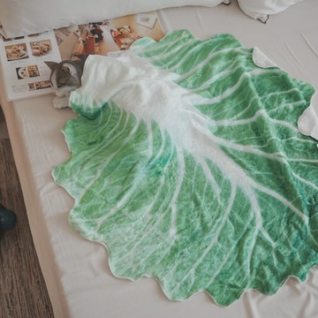 棉床本舖 小白菜毯 85x85cm(±5cm) 仿真有趣 可當包巾 新生兒禮物 白菜被 樹葉毯