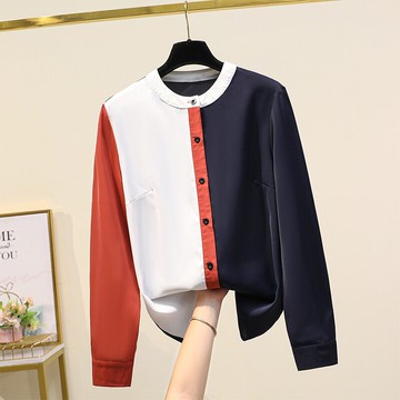 品牌折扣店商場專柜撤柜女裝尾貨清倉秋冬遮肚子長袖襯衫上衣女潮