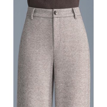 羊絨毛呢褲女2025新款秋冬季百搭氣質時尚高腰寬松窄版直筒闊腿褲