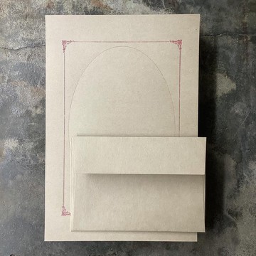 信紙組/甜蜜回憶相框/活版印刷/卡其駝色信紙/卡其駝色信封