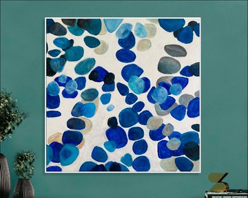 畫布上的抽象藍色石頭繪畫現代簡約藝術品紋理