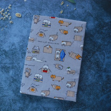 【紙箱貓咪】有四色 書衣 書套 書皮 可調式書衣 手工布書衣