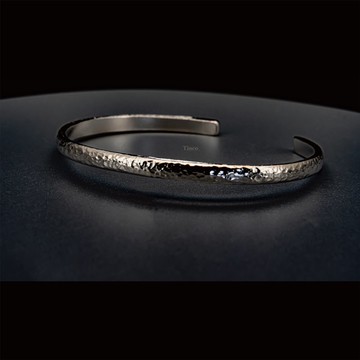 【職人金工系列】石頭紋 銀手環 - 可客製化刻字