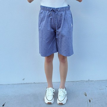 花木馬日系女裝鬆緊腰印花滿版百搭短褲