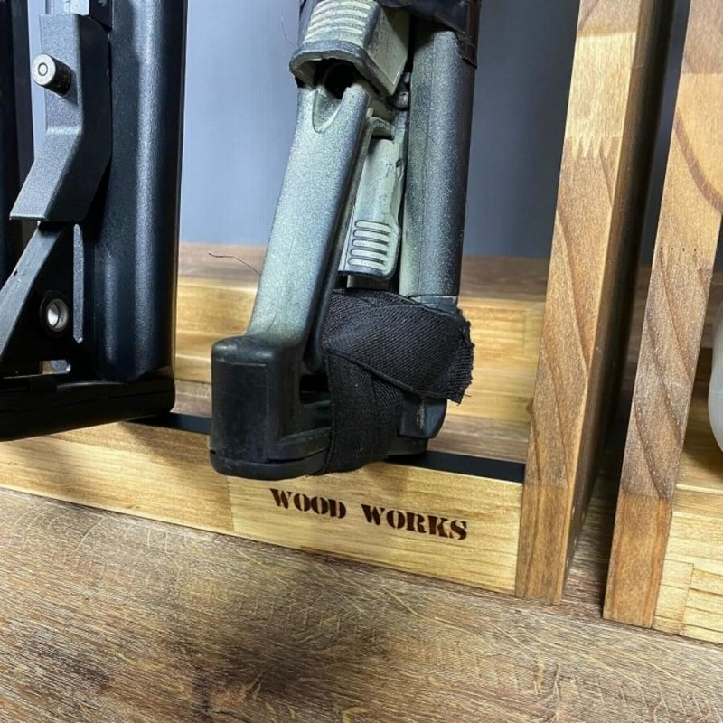 (山田さん専用)ライフルスタンド４丁 WOODWORKS ガンラック 1丁掛 (色：ライトブラウン) 木製 日本製
