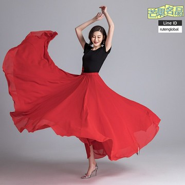 【720度大擺】雪紡半身裙 舞蹈裙 演出服 長裙 大擺裙 芭蕾舞裙 新疆舞裙 古典舞裙 多層飄逸 旋轉不貼身 舞臺表演 成人兒童通用