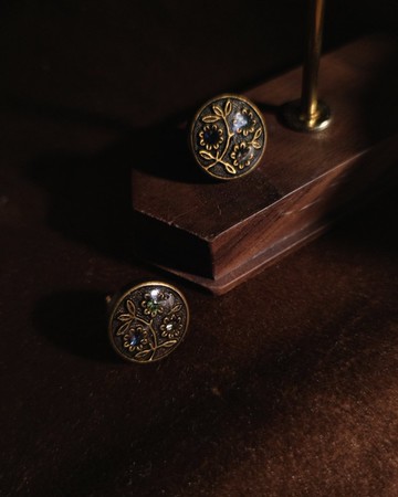 古典耳環 / 三色鋯銅花 - Vintage