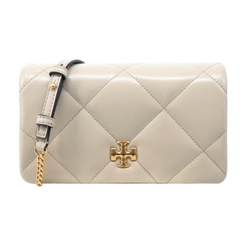 TORY BURCHKIRA 菱格紋鏈帶翻蓋斜背包(沙色)