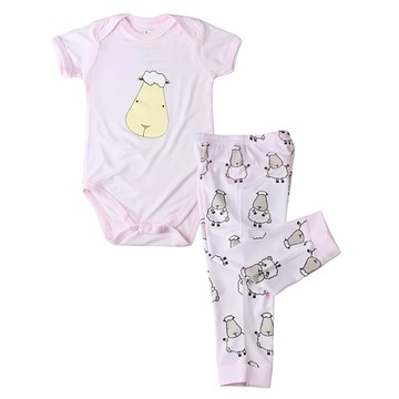 兒童款大頭羊包屁衣套裝 32.5x21cm  0~6個月  粉色