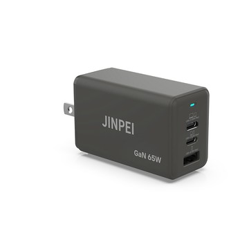 Jinpei 65W GaN氮化鎵 Type-C三孔快充充電器 (支援iPhone17/16/Mac筆電充電頭) 黑色/白色