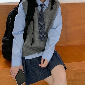 💗台灣出貨💗春秋季藍色襯衫學院風女長袖小眾寬鬆韓版襯衣疊穿上衣打底衫內搭