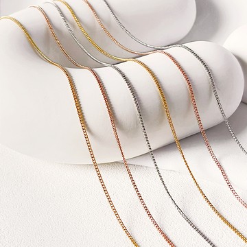 [鈦鋼.項鍊] 寬1.9MM不鏽鋼側身鏈項鍊【UME】鎖骨鏈/頸鍊/鈦鋼項鍊/鍍18K金