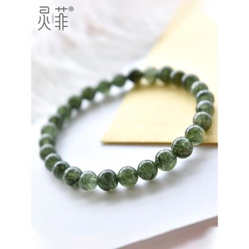 天然滿發綠發晶手鏈6-14mm巴西綠色發晶鈦晶水晶珠子散珠手串男女