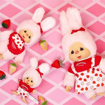MONCHHICHI 蒙奇奇 草莓兔子 毛絨 吊飾