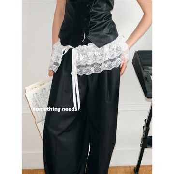 鄭佰萬 法式蕾絲網紗芭蕾風蛋糕裙百褶蝴蝶結松緊屁簾裙百搭疊穿