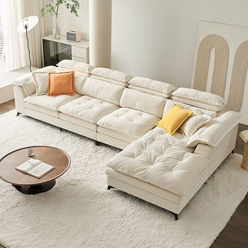 優樂悅~炎夏奶油風可調節頭枕布藝沙發現代極簡約客廳大小戶型防貓抓沙發