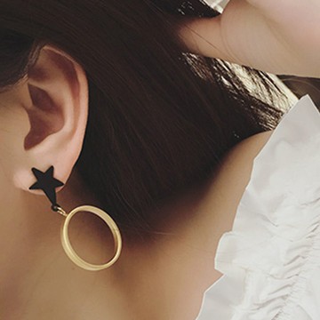 PS MALL不對稱五角星圓圈耳環 3對入