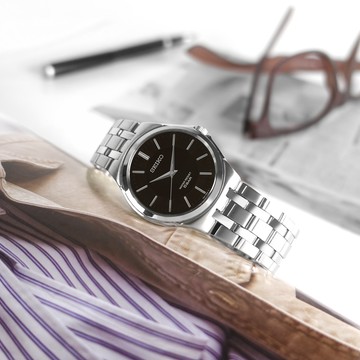 SEIKO 精工 / SCXP023 / 輕薄簡約 礦石強化玻璃 日本機芯 不鏽鋼手錶 深咖啡色 34mm