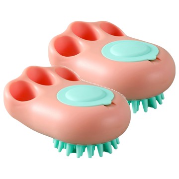 蕉蕉購物 多功能貓爪出液矽膠刷 粉紅色 寵物按摩洗澡刷  2個  1入