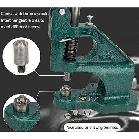 Hand Press Grommet Machine, Grommet Eyelet Machine Heavy Duty Grommet Press Machine Punch Tool with 1500PCS Silver Grommets Eyelet, Dies (#0#2#4),