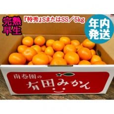 年内発送 完熟早生 有田みかん 特秀 S または SS 5kg 和歌山県 有田川町 産