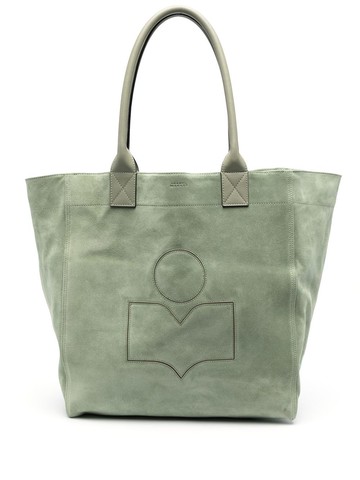 ISABEL MARANT - Yenky logo-embroidered suede tote bag - women - Calf Leather/Calf Suede/Cotton - One Size - Green