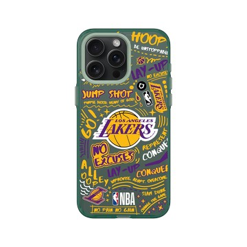 iPhone 15 Pro Max Clear 憂墨綠 - NBA - 塗鴉系列-洛杉磯湖人 L.A. Lakers - Graffiti