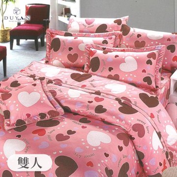 【DUYAN 竹漾】40支精梳棉六件式兩用被床罩組 心漾戀語 台灣製(雙人)
