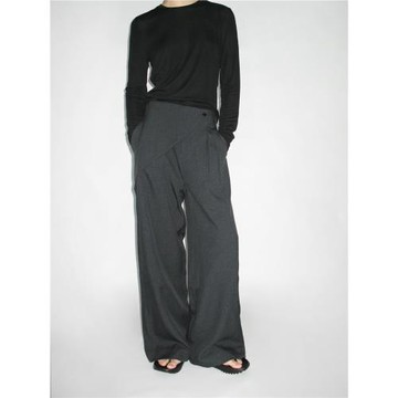 RELAXATION KING松弛垂感前片解構一片式設計感高腰闊腿西褲