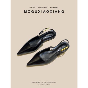 【MOGU小象】包頭涼鞋女2024新款夏季外穿配裙子淺口尖頭平底單鞋