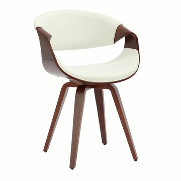 整新品042301莎洛姆PU面流線曲木休閒餐椅-白色(上座撞傷破皮)