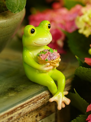 可愛青蛙書桌邊家居辦公桌面裝飾吊腳擺件花盆微景觀造景裝飾禮物