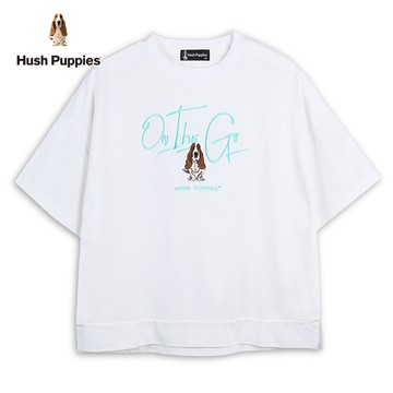 Hush Puppies 上衣 女裝簡約草寫英文刺繡狗寬版上衣