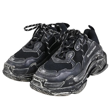 BALENCIAGA 巴黎世家 536737 Triple S Faded Black 刷舊老爹鞋/運動鞋.黑