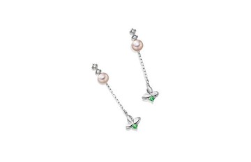 Jewelry Ya 茱麗葉 日本18K 淡水養珠 綠色石榴石 小鑽耳環