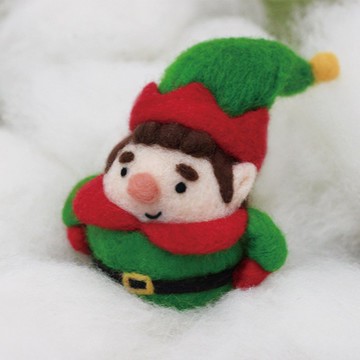 聖誕交換禮物(附影片教學)聖誕綠精靈圓滾滾羊毛氈材料包