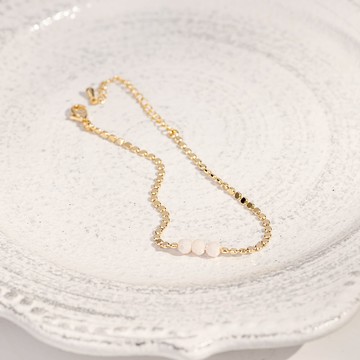 多切面粉珠飾圓扁鏈手鍊-E20128