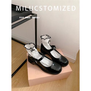 真皮厚底瑪麗珍鞋女2025春季新款一字帶淺口單鞋英倫風黑色小皮鞋