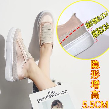 香港鞋女內增高小眾設計感西班牙綢緞鞋春秋薄款真絲厚底軟底布鞋