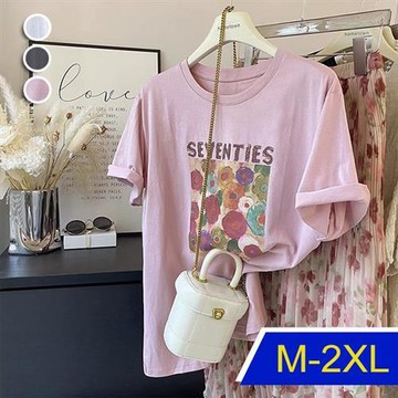 【韓國K.W.】秀麗少女天絲棉花版好氣色上衣(休閒/T恤/印花/小香風/中大尺碼)