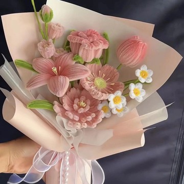 成品🌞成品扭扭棒花束手工編織嚮日葵鬱金香情人畢業送老師閨蜜朋友禮物 成品毛線花束 永生花束 節日送禮物必備  V3HB