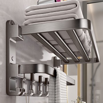 收納架 浴室毛巾架 置物架 一衛太空鋁衛生間置物架毛巾架免打孔浴室置物架浴巾收納架壁掛式