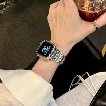 套裝不鏽鋼錶帶 蘋果手錶帶+鎧甲保護殼 適用於 Apple Watch 11 10 9 8 7 49 42 46MM